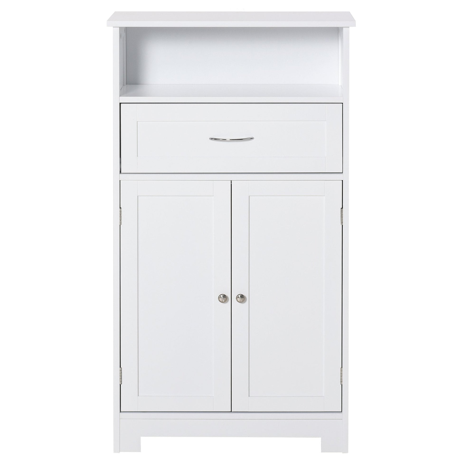 Bathroom Floor Cabinet Freestanding Cabinet with Storage Shelf, Drawer and Adjustable Shelf, White Bathroom Cabinets White  at Gallery Canada