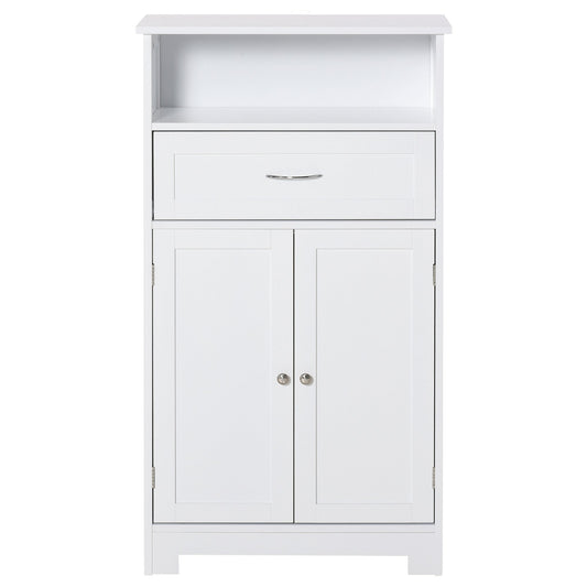 Bathroom Floor Cabinet Freestanding Cabinet with Storage Shelf, Drawer and Adjustable Shelf, White Bathroom Cabinets White  at Gallery Canada