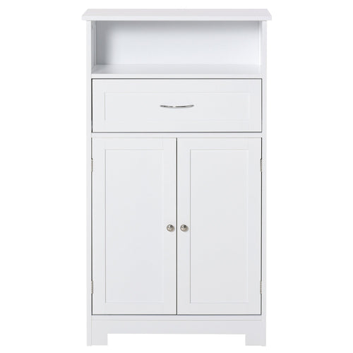 Bathroom Floor Cabinet Freestanding Cabinet with Storage Shelf, Drawer and Adjustable Shelf, White