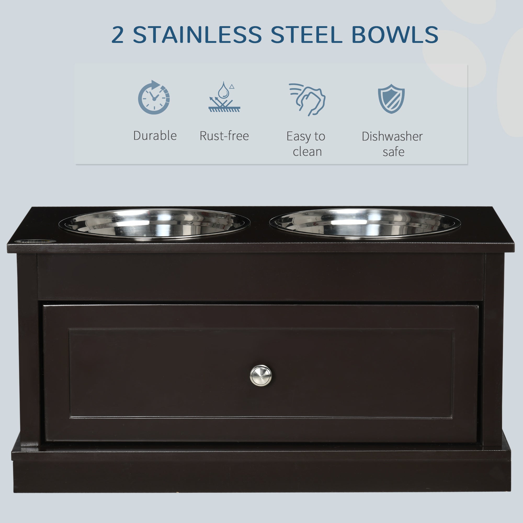 Elevated Dog Bowls with Storage Drawer for Large Dogs, Coffee Dog Bowls at Gallery Canada