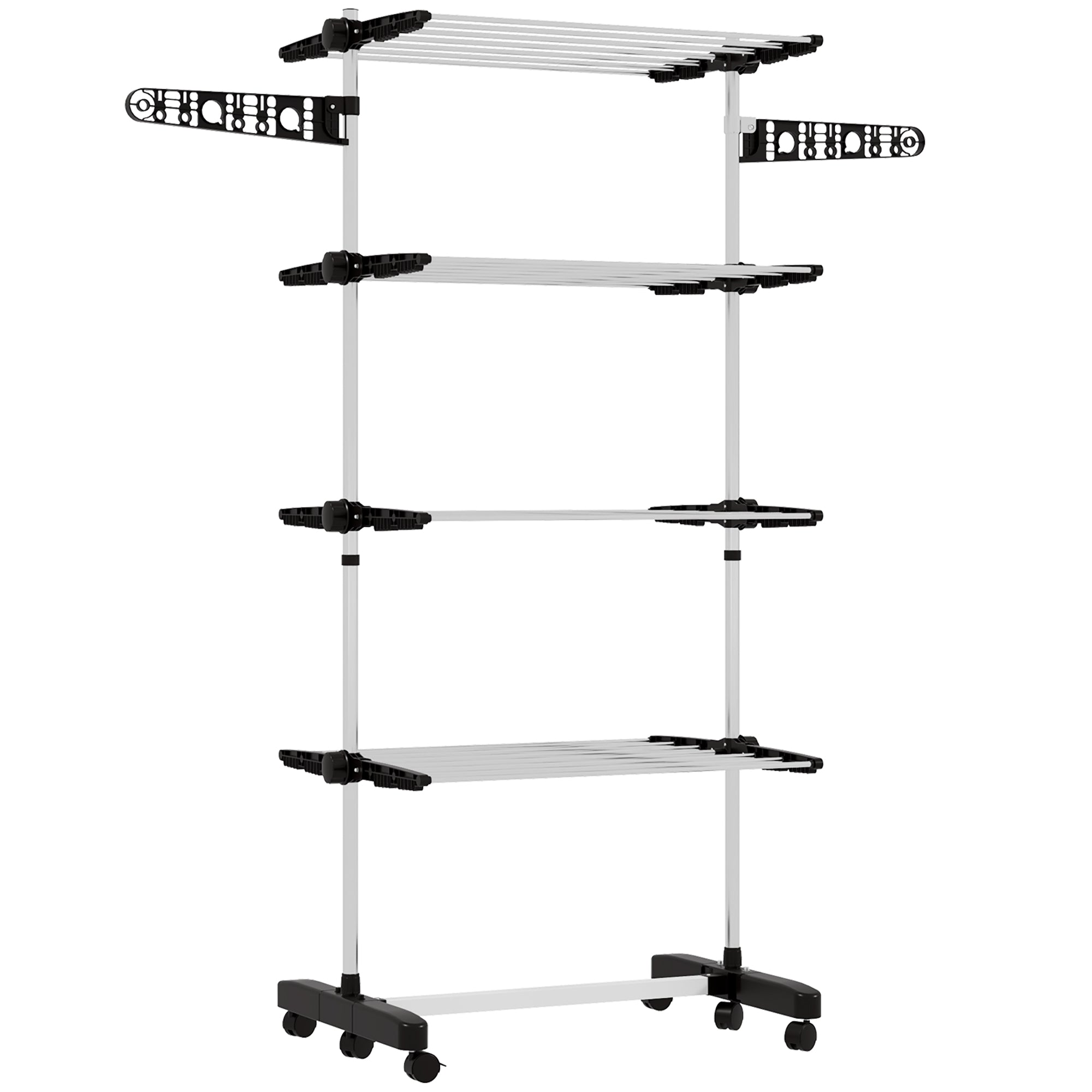 Garment Drying Rack Stainless Steel Folding Clothes Hanging Rack with Side Wings Castors for Indoor Outdoor Black Bath Accessories at Gallery Canada