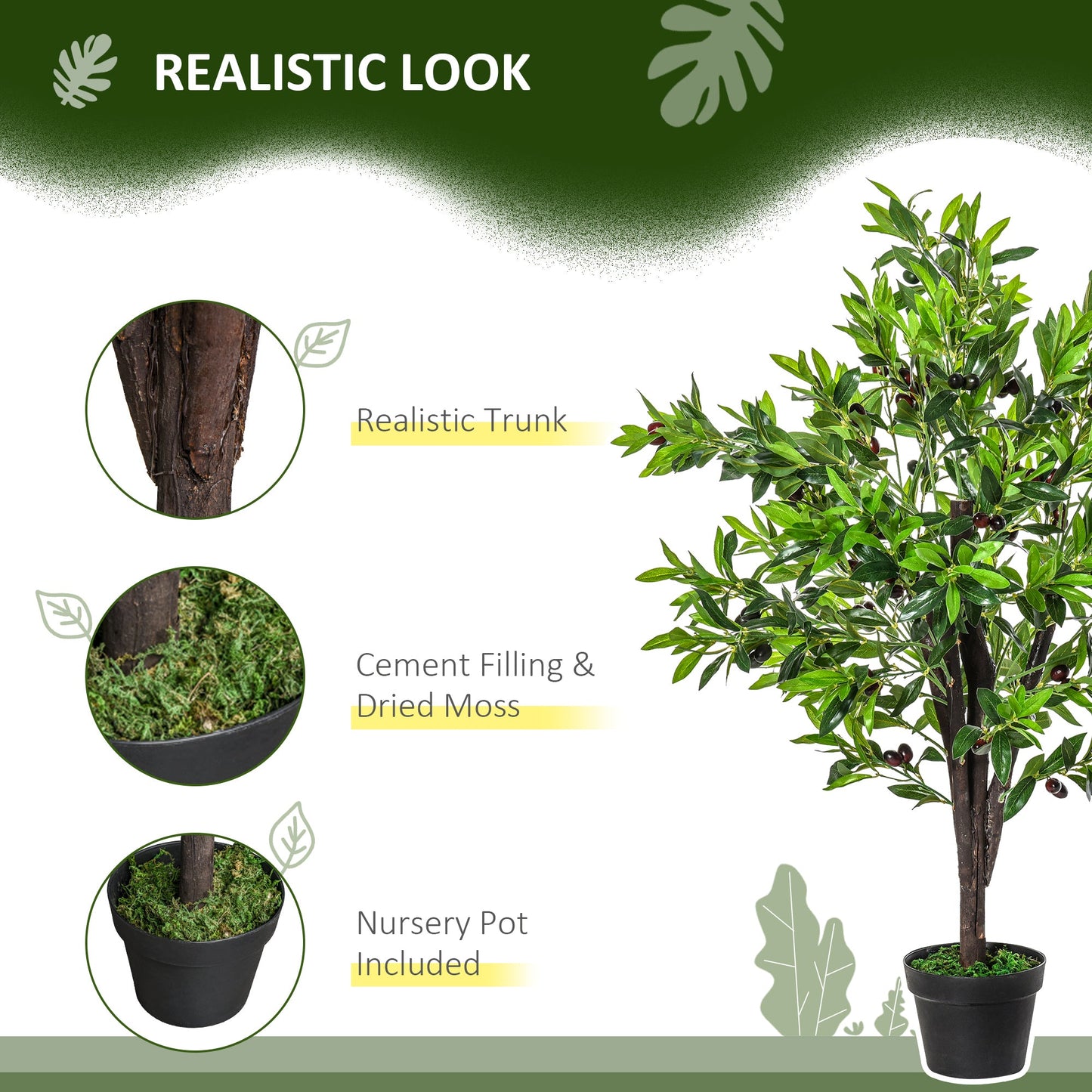 4FT Artificial Olive Tree, Faux Decorative Plant in Nursery Pot for Indoor or Outdoor Décor, Green Artificial Trees   at Gallery Canada