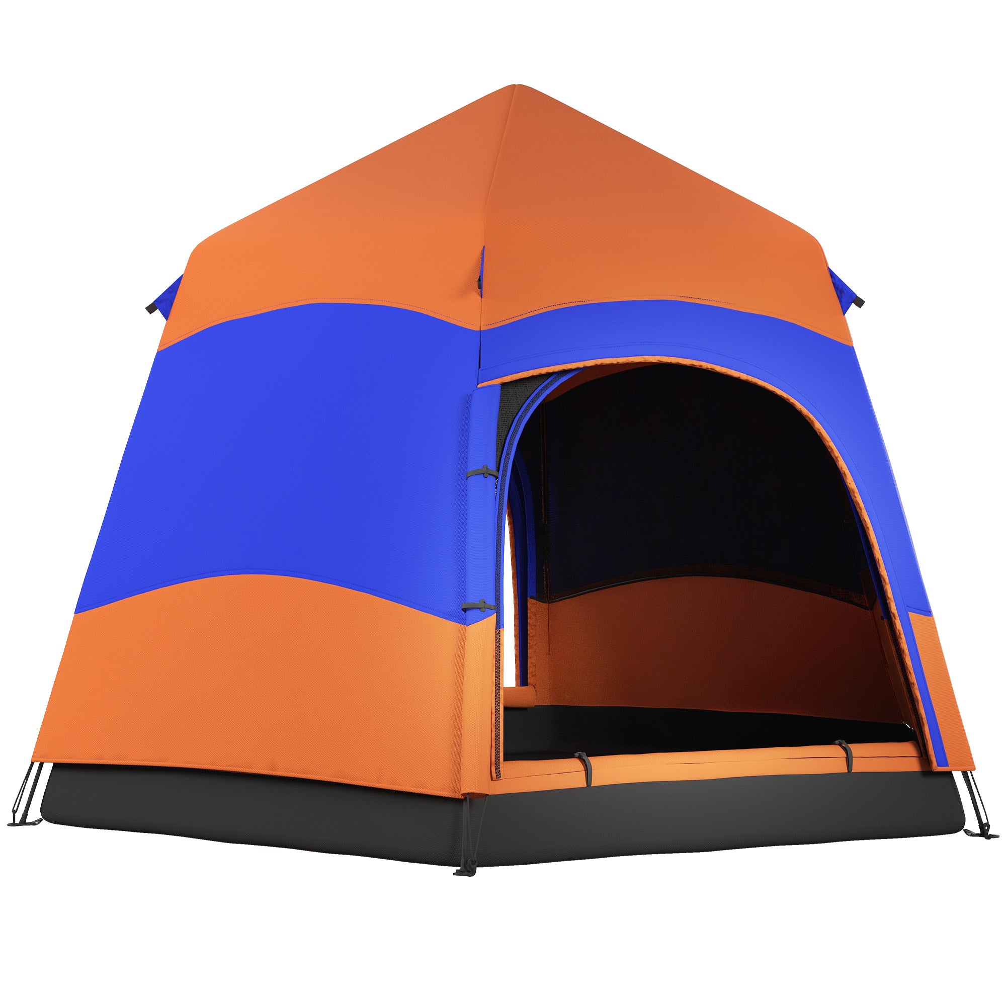 Hexagon Double Layer Easy Pop Up Camping Tent 4-6 Person Portable Folding Dome Shelter Hiking Travel Tent All Season Used Camping Tents Blue and Orange at Gallery Canada