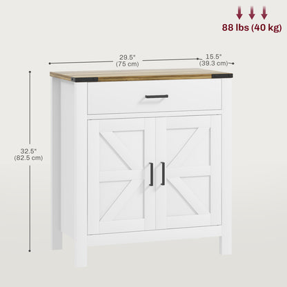 Farmhouse Buffet Cabinet Sideboard with 1 Drawer, 1 Storage Cabinet and Adjustable Shelf, White Bar Cabinets   at Gallery Canada