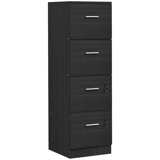 Vertical Filing Cabinet with Lock, 4 Drawer File Cabinet with Adjustable Hanging Bar for A4 and Letter Size, Black - Gallery Canada