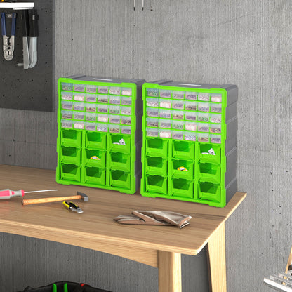 Plastic 39 Drawer Parts Organiser Wall Mount Storage Cabinet for Small Nuts Bolts Tool Set of 2 Green Tool Organizers   at Gallery Canada