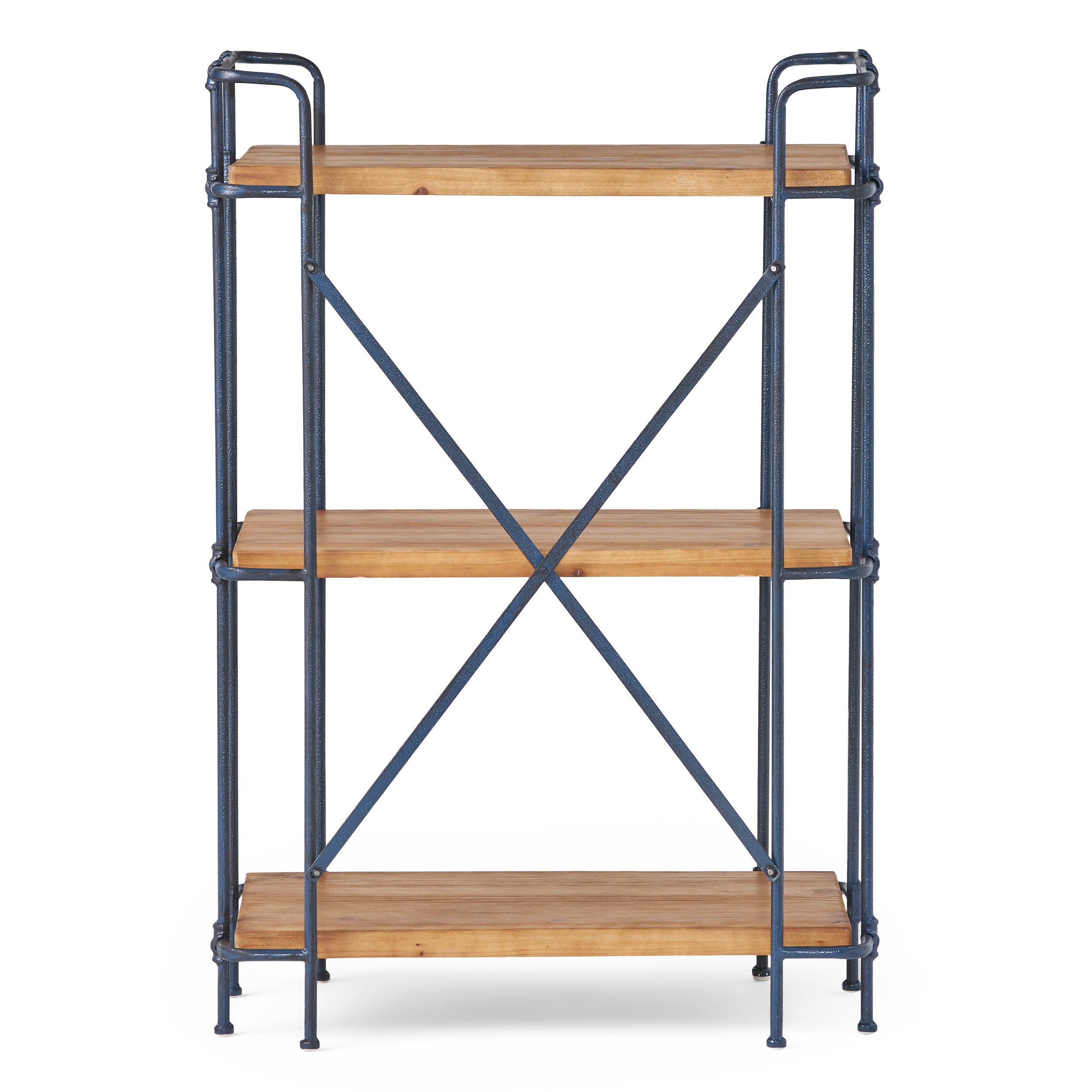 Industrial Bookcase with Firwood Shelves, Iron Frame, Resilient Structure, Ideal for Small Spaces, 27.5