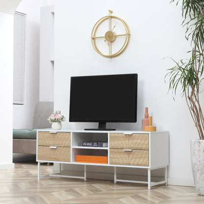 Modern TV Stand for TVs up to 60 inches, Media Console Table with Open Storage Shelves and Drawers for Living Room, Bedroom, White TV Stands Multi Colour  at Gallery Canada