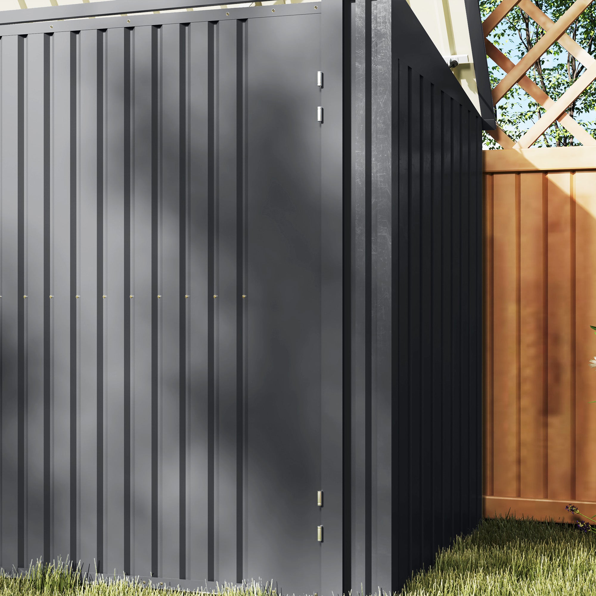 7.6 x 3.4ft Outdoor Storage Shed, Triple Garbage Bin Shed Organizer with Lockable Double Doors and Openable Lid Sheds at Gallery Canada