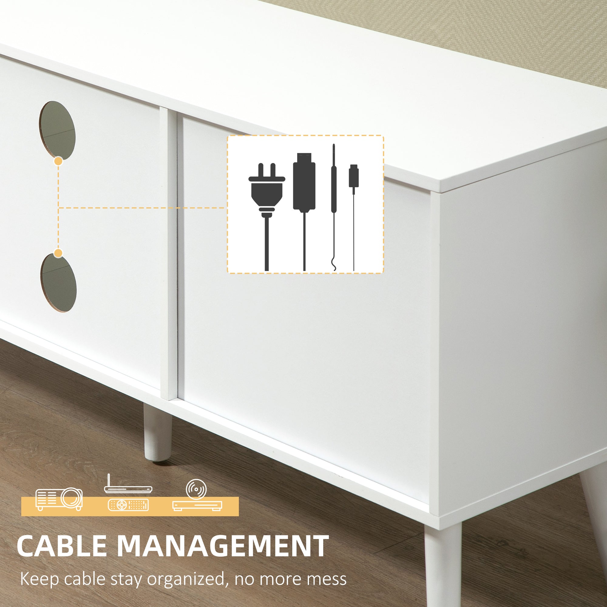 Modern TV Stand Cabinet with Foldable Drawers and Shelves for Living Room, Bedroom TV Stands at Gallery Canada