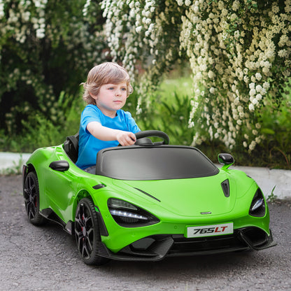 McLaren 765LT Licensed 12V Kids Electric Car w/ Scissor Doors, Training Wheels, Remote, Slow Start, Music Horn Green Electric Toy Cars   at Gallery Canada