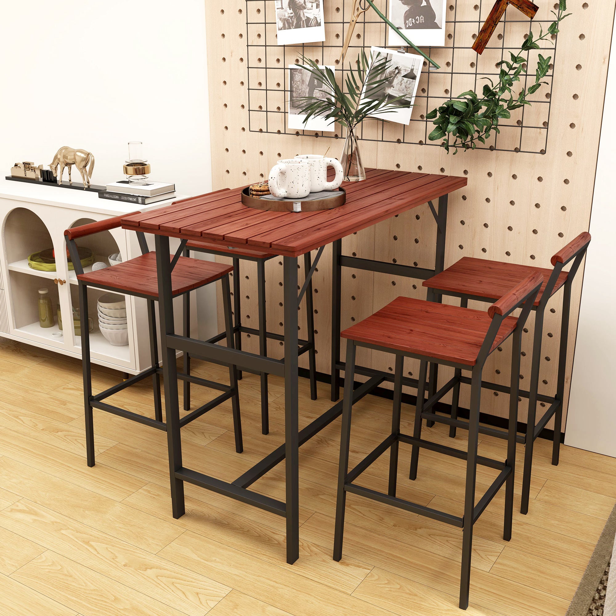 5 Piece Patio Bar Set with 47
