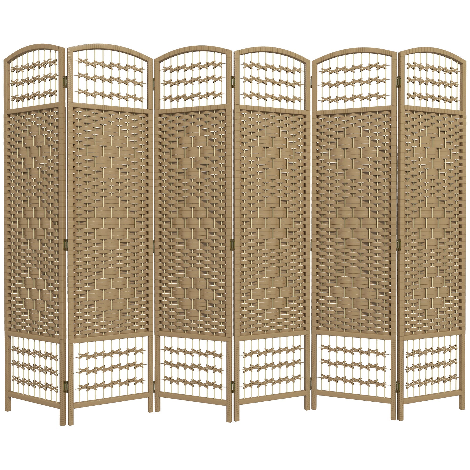 6 Panel Folding Room Divider, Portable Privacy Screen, Wave Fiber Room Partition for Home Office, Natural Room Dividers Natural  at Gallery Canada