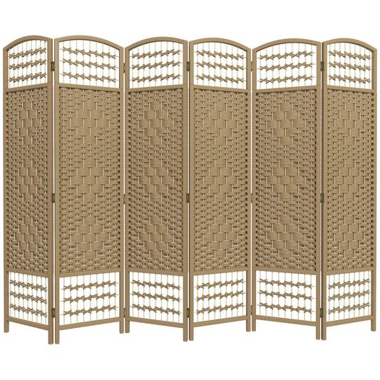 6 Panel Folding Room Divider, Portable Privacy Screen, Wave Fiber Room Partition for Home Office, Natural Room Dividers Natural  at Gallery Canada