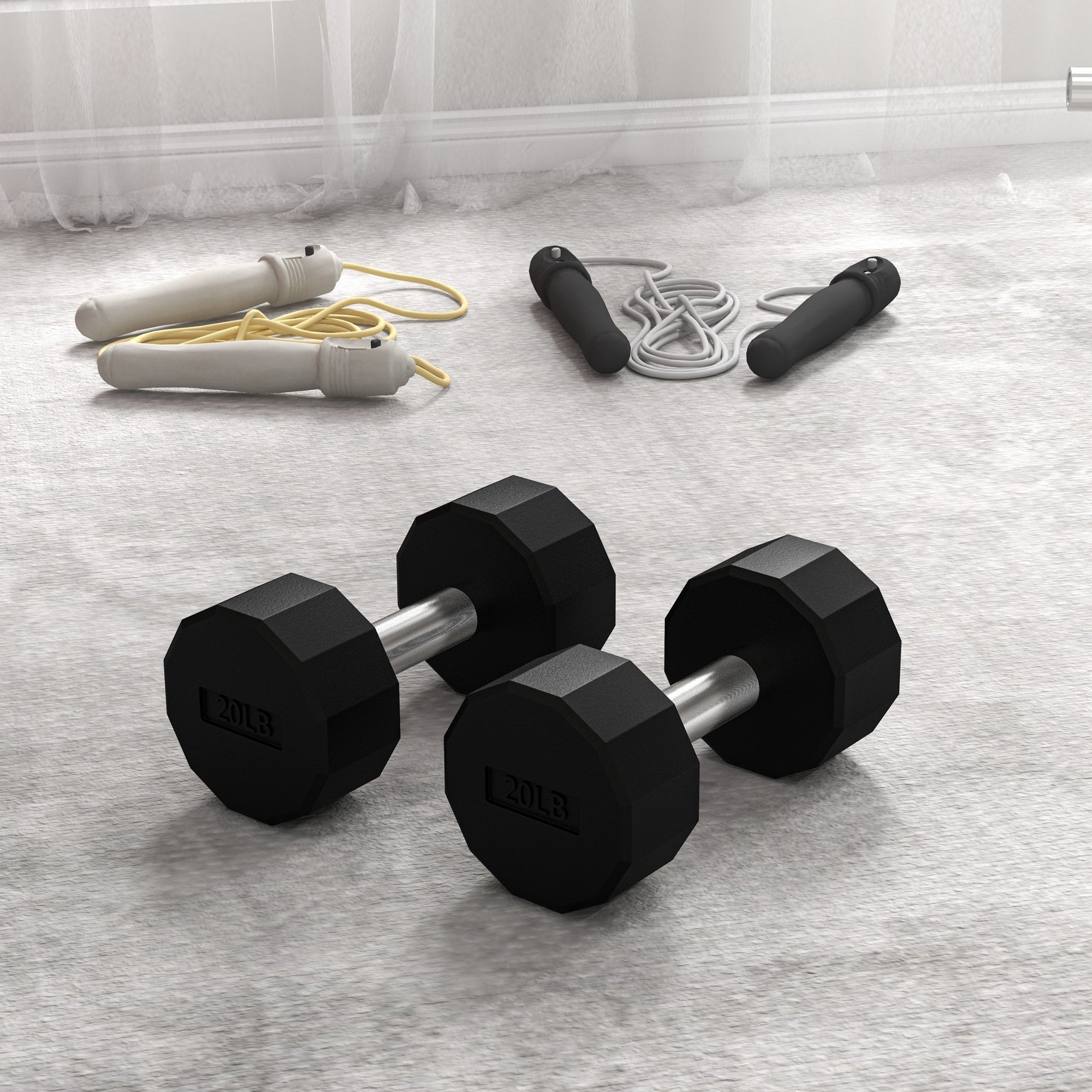 2 x 20lbs Dumbbells Set with Non-Slip Grip, Rubber Covered Weights for Men Women Home Gym Workout Dumbbells & Barbells at Gallery Canada
