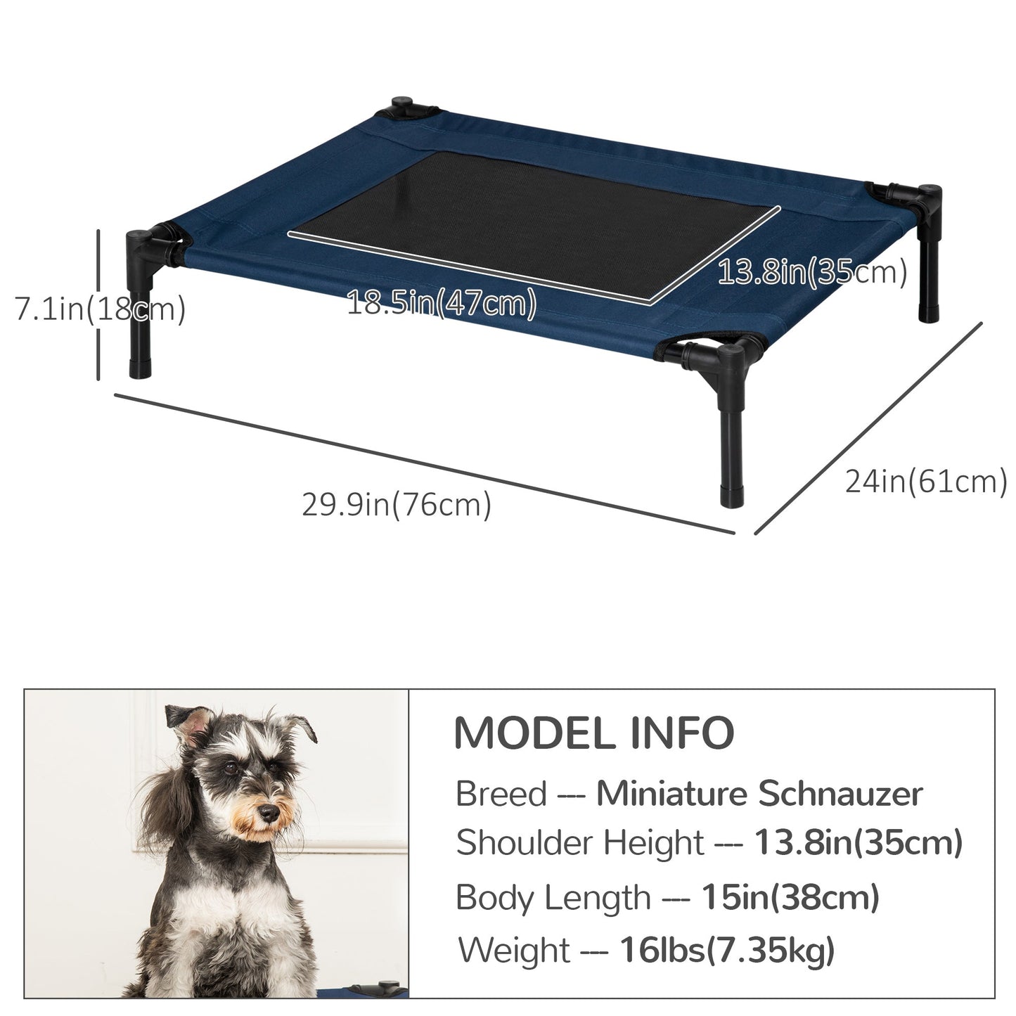 Elevated Pet Bed Dog Cat Cot Cozy Beds Camping Comfortable, Blue and Black Elevated Dog Beds   at Gallery Canada