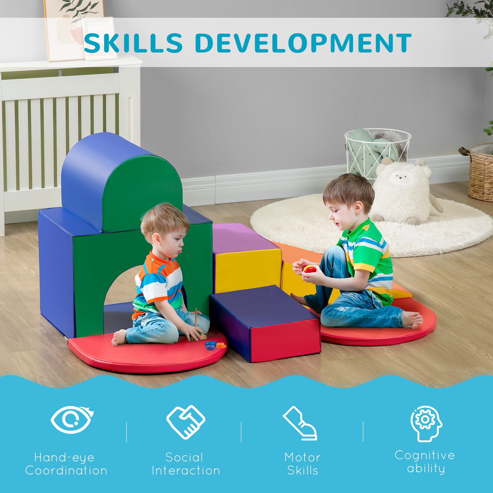7-piece Soft Play, Foam Climbing Blocks for Toddlers, Kids' Educational Climbing Crawling Toys, Kids Foam Play Set Stairs and Ramp, Multicolored Baby Gym & Playmats at Gallery Canada