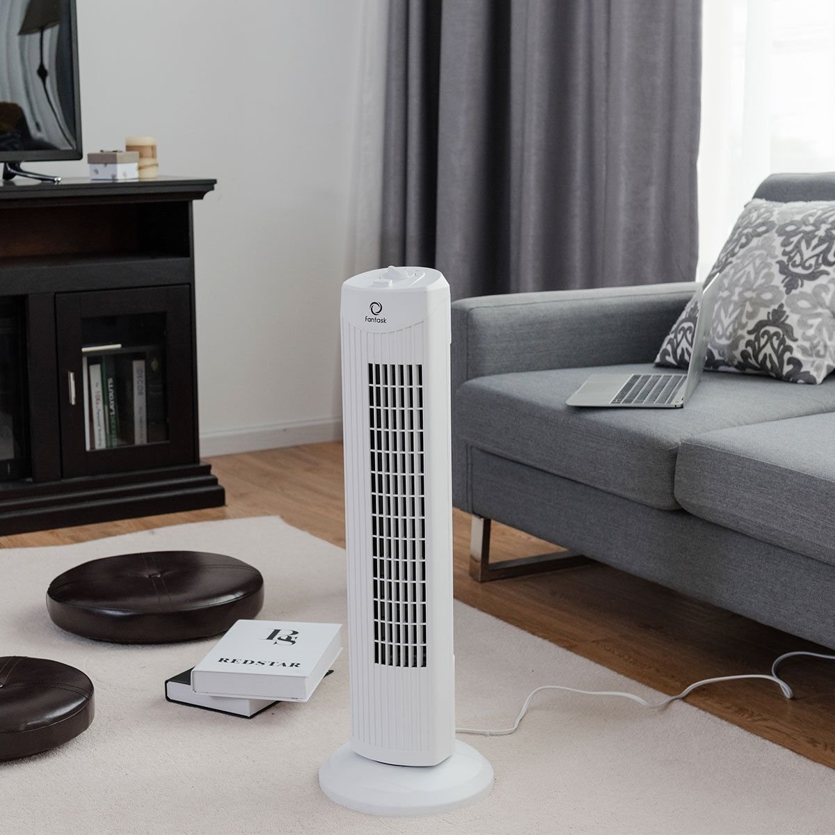 Fantask 35W 28 Inch Quiet Bladeless Oscillating Tower Fan, White Fans   at Gallery Canada