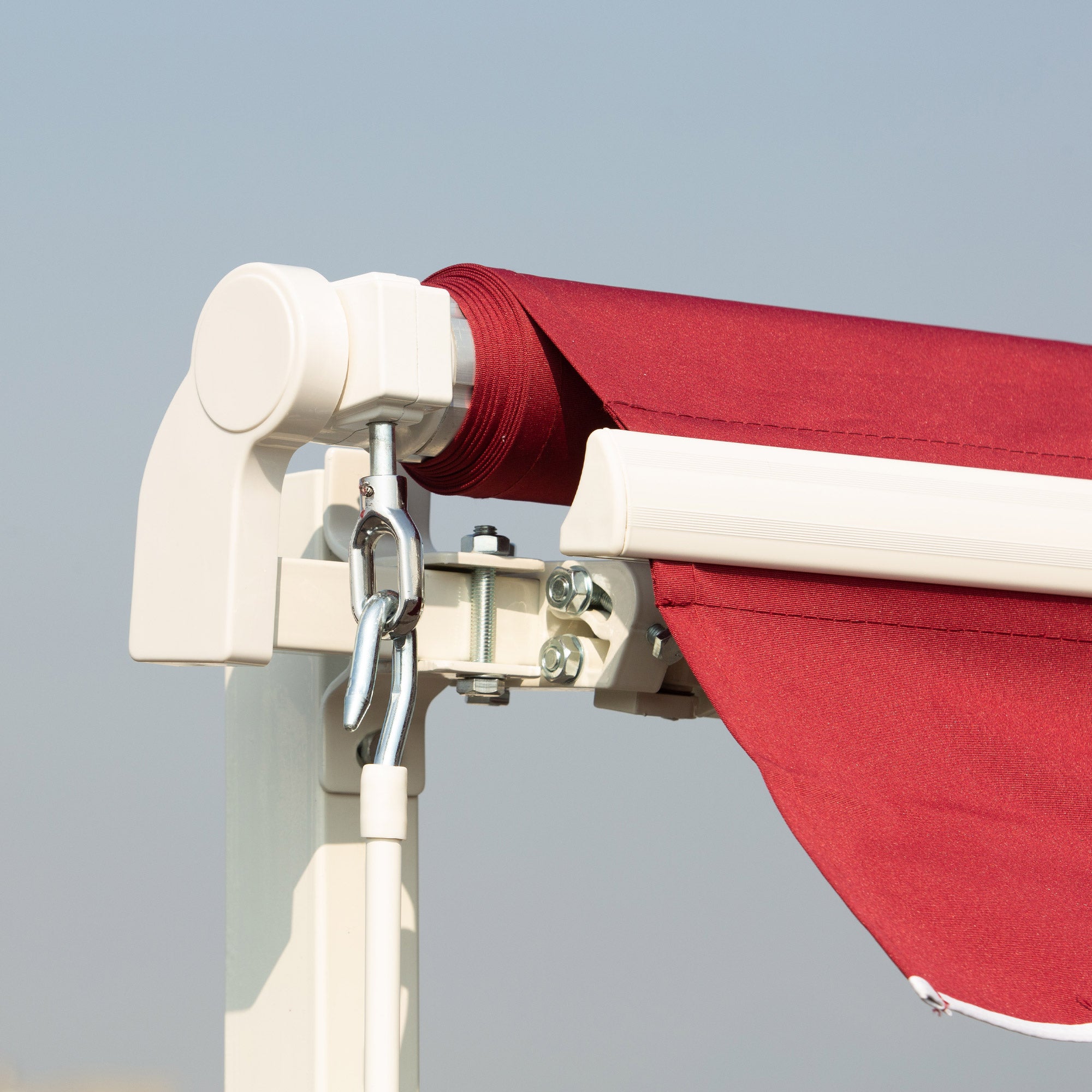 12' x 10' Retractable Awning Patio UV Resistant Fabric and Aluminum Frame for Deck, Balcony, Yard, Wine Red Deck Awnings at Gallery Canada