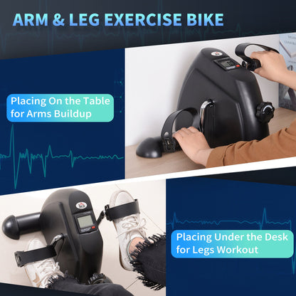 Portable Mini Pedal Exercise Bike Indoor Cycle Fitness Arm Leg w/ LCD Display, Black Exercise & Stationary Bikes   at Gallery Canada