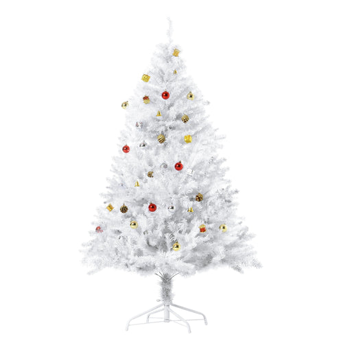 4.9ft Artificial Christmas Tree Xmas Holidays Decor with Ornament White