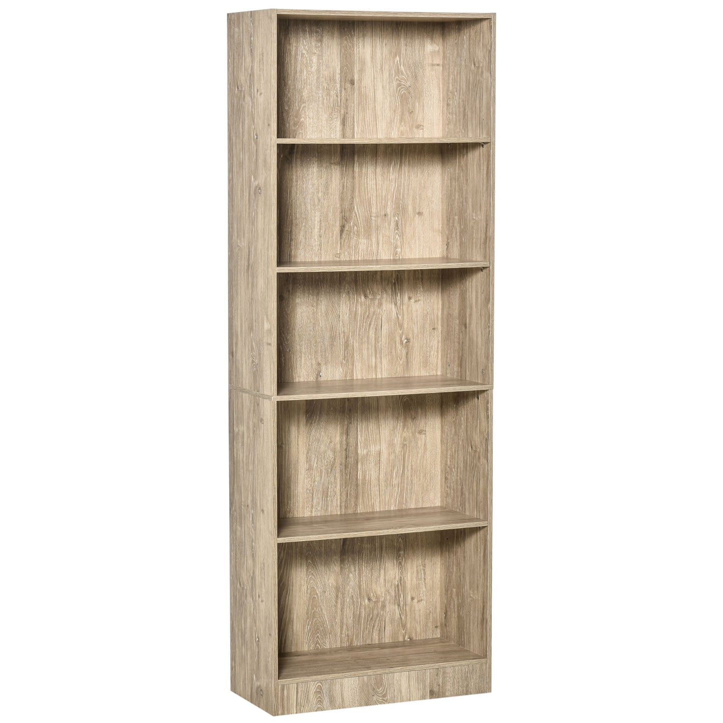 5-Tier Bookcase Storage Cupboard with Adjustable Shelves Display Unit for Living Room, Office, Nature Wood Display Bookshelves   at Gallery Canada