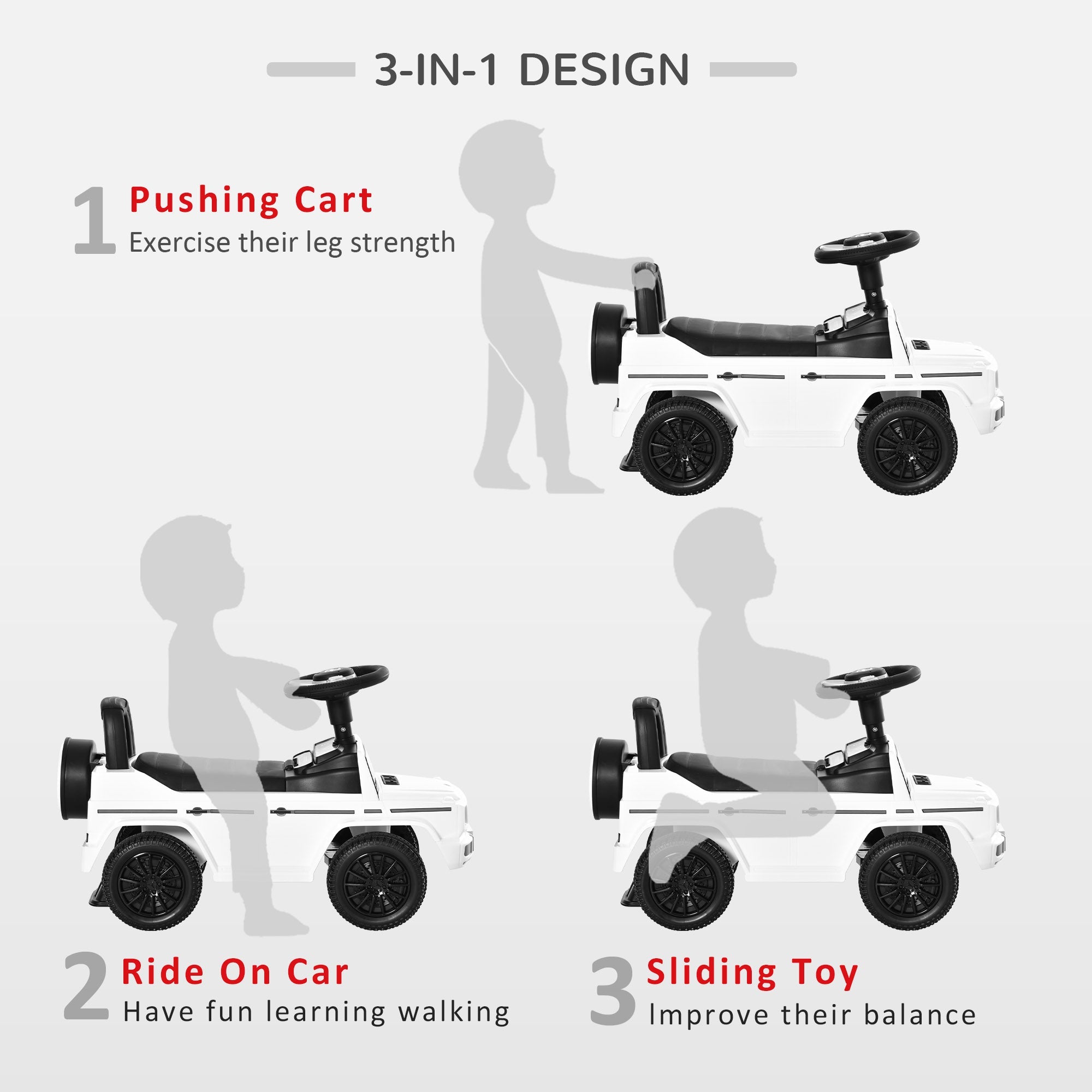 Compatible Baby Toddler Push Car Foot-to-Floor Ride-On Wheel Mercedes-Benz G350 Licensed White Push Cars for Toddlers   at Gallery Canada