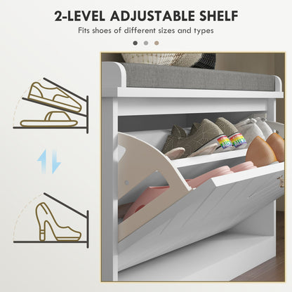 Shoe Storage with Seat, Upholstered Hallway Bench, Shoe Bench with Flip Drawer and Adjustable Shelf for 8 Pairs of Shoes Shoe Storage Cabinets & Racks   at Gallery Canada