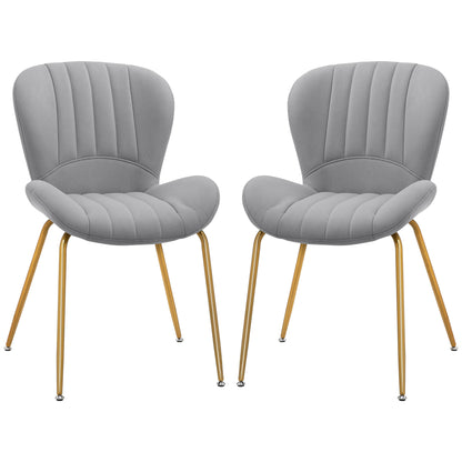 Dining Chairs Set of 2, Modern Accent Chair with Cushioned Backrest, Upholstery for Living Room, Grey Bar Stools   at Gallery Canada