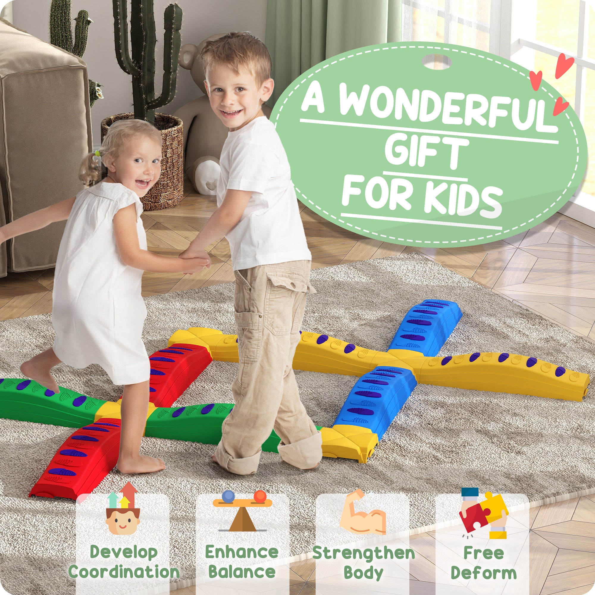 12PCs Balance Beam with Non-Slip Foot Pads for 3-8 Years Baby Gym & Playmats at Gallery Canada