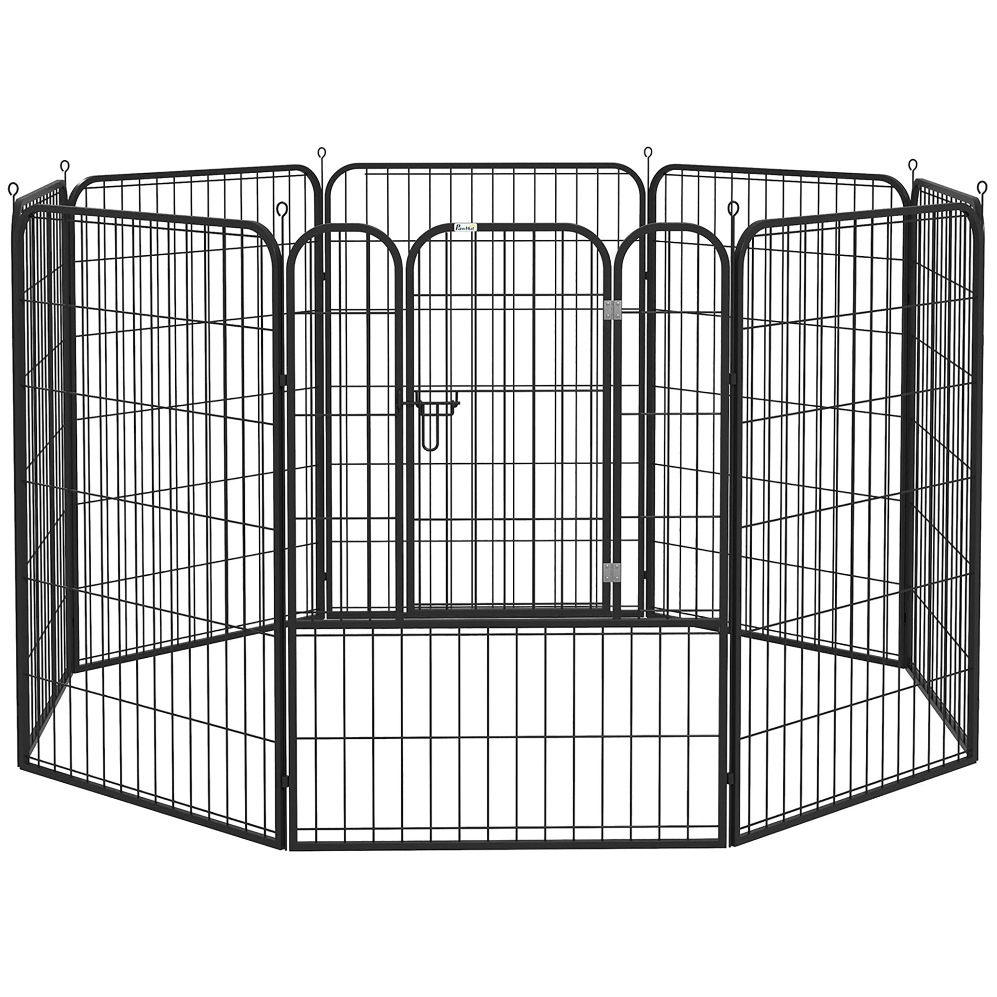 8 Panel Pet Playpen Play Yard Fence Home DIY Heavy-Duty Metal Foldable Indoor Outdoor 31" x 39.25" Houses, Kennels & Pens Black  at Gallery Canada