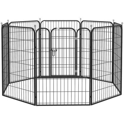 8 Panel Pet Playpen Play Yard Fence Home DIY Heavy-Duty Metal Foldable Indoor Outdoor 31" x 39.25" Houses, Kennels & Pens Black  at Gallery Canada