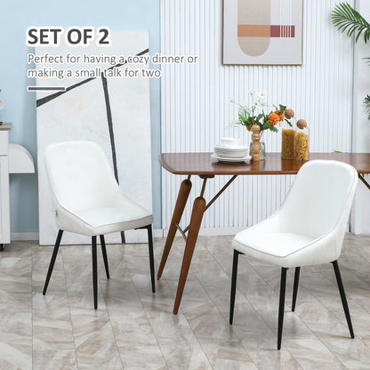 Dining Chairs Set of 2, Upholstered Velvet Kitchen Chairs, Accent Chair with Back, Steel Legs for Living Room, Cream White Bar Stools   at Gallery Canada