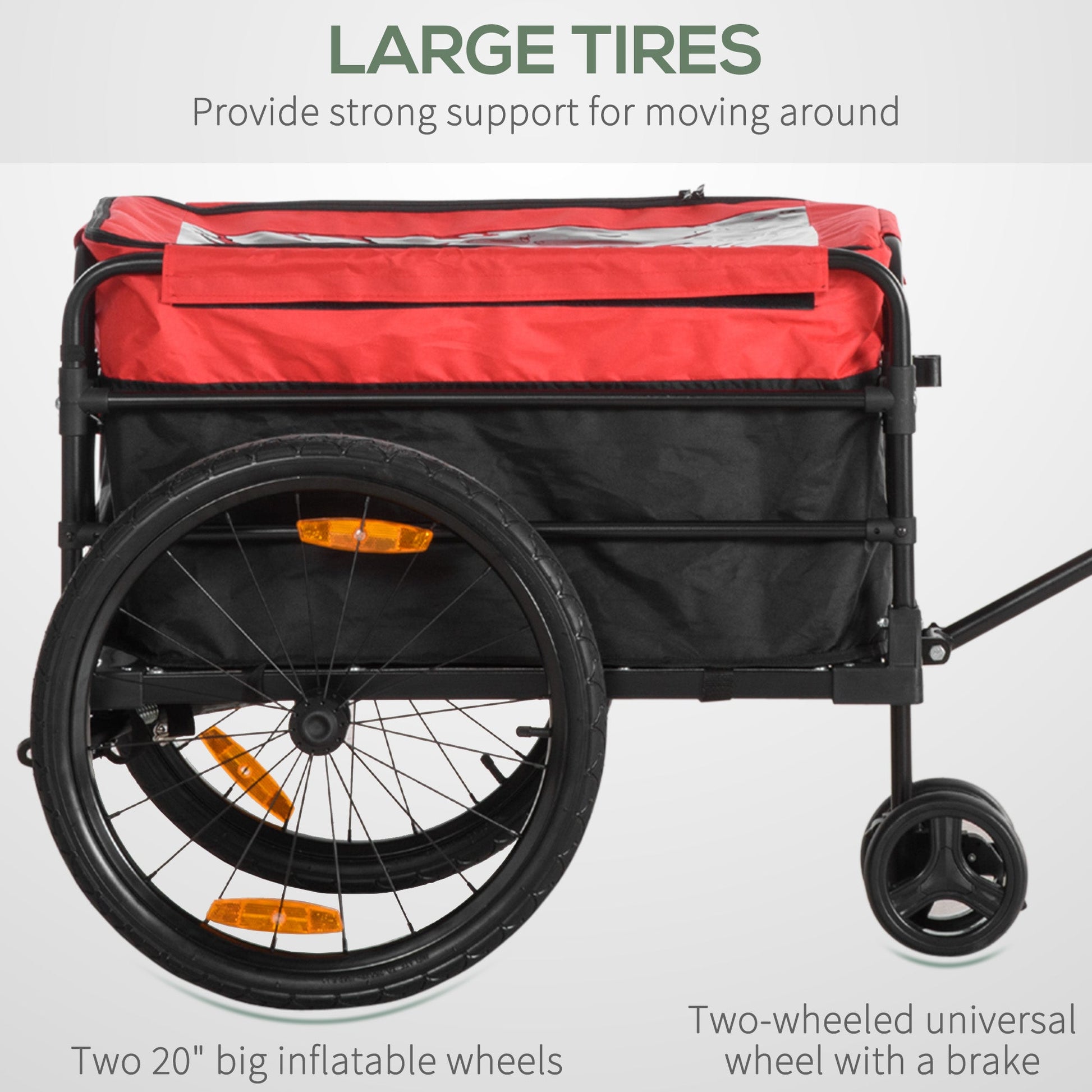 Bike Cargo Trailer &; Wagon Cart, Multi-Use Garden Cart with Removable Box, 20'' Big Wheels, Reflectors, Hitch and Handle, Red Bike Cargo Trailers   at Gallery Canada