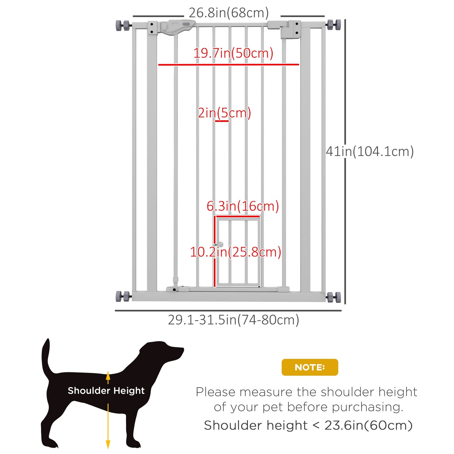 41" Easy Open Indoor Dog Gates for Doorways, House, Stair - White Houses, Kennels & Pens   at Gallery Canada