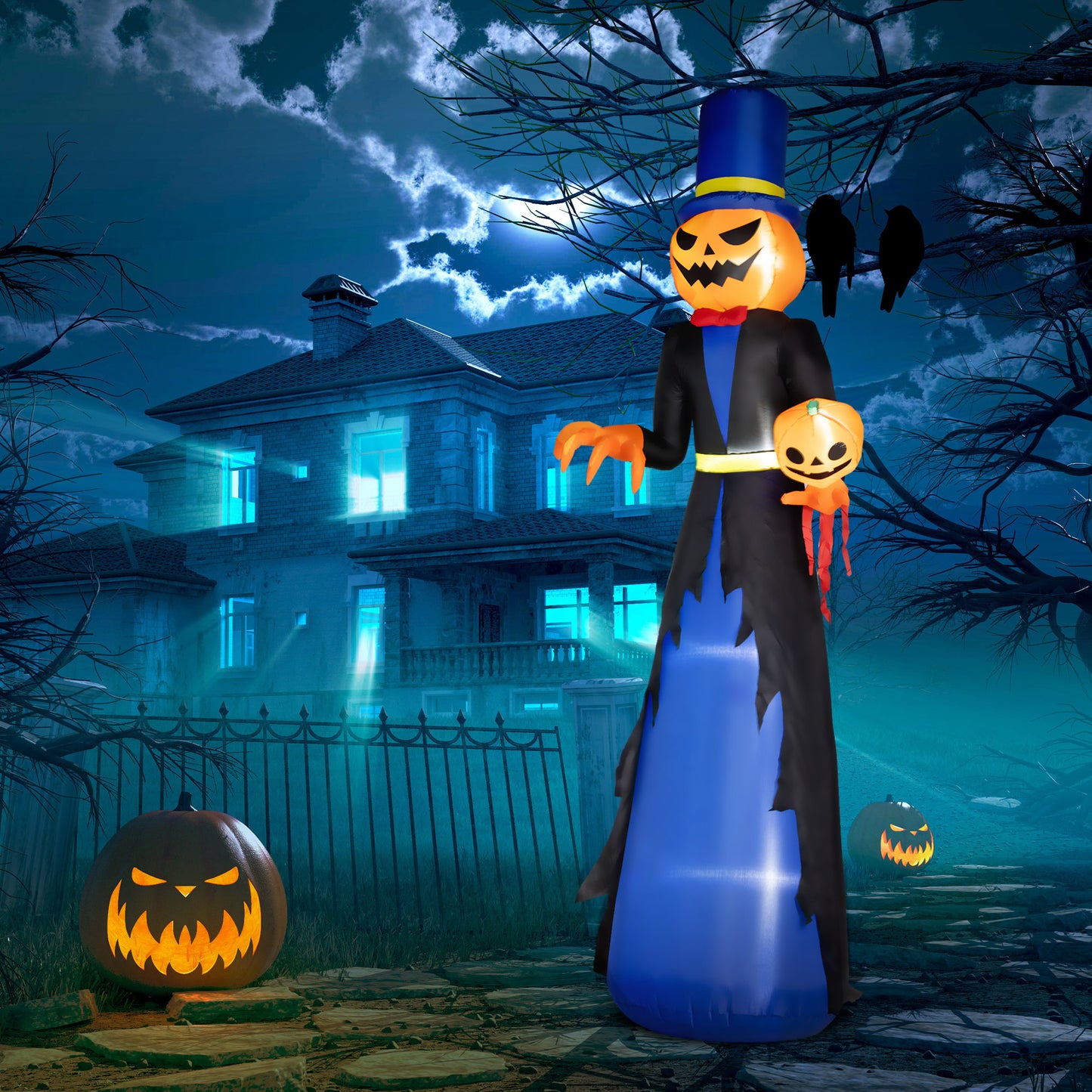 10ft Halloween Inflatable Pumpkin Head Reaper with LED Lights for Yard, Lawn Decoration Halloween Decorations   at Gallery Canada