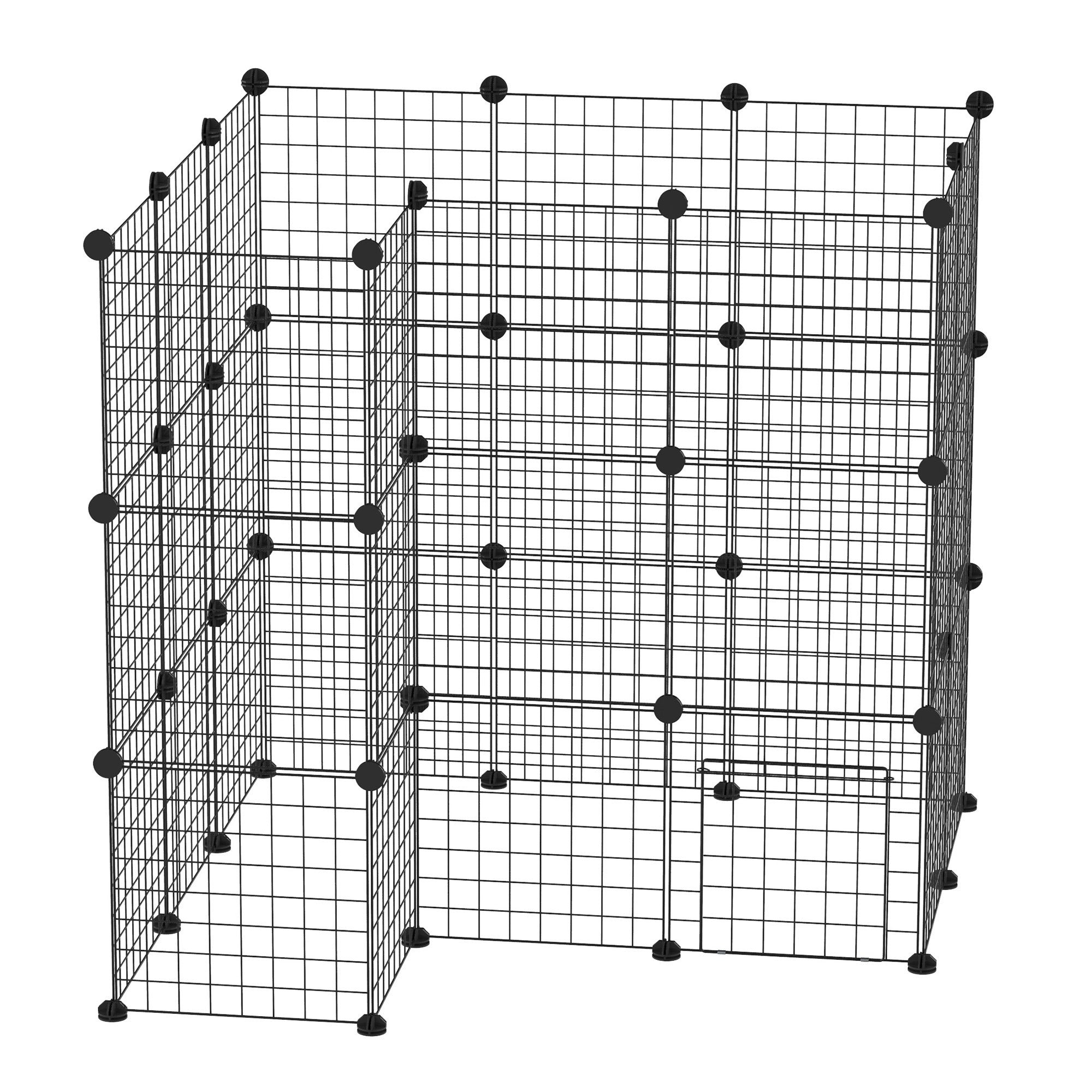 40 Pcs Small Animal Cage Bunny Hutch Portable Metal Wire with Ramps for Kitten Chinchilla, Black Houses & Habitats   at Gallery Canada