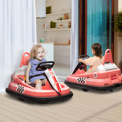 6V Kids Bumper Car with 360° Rotation, Music, Horn, Lights, Safety Belt - Pink Electric Toy Cars   at Gallery Canada