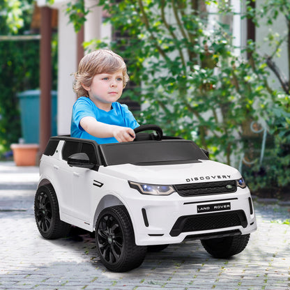 Land Rover Discovery Sport Licensed 12V Ride on Car w/ Remote, Soft Start, LED Lights, Music Horn, White Electric Toy Cars   at Gallery Canada