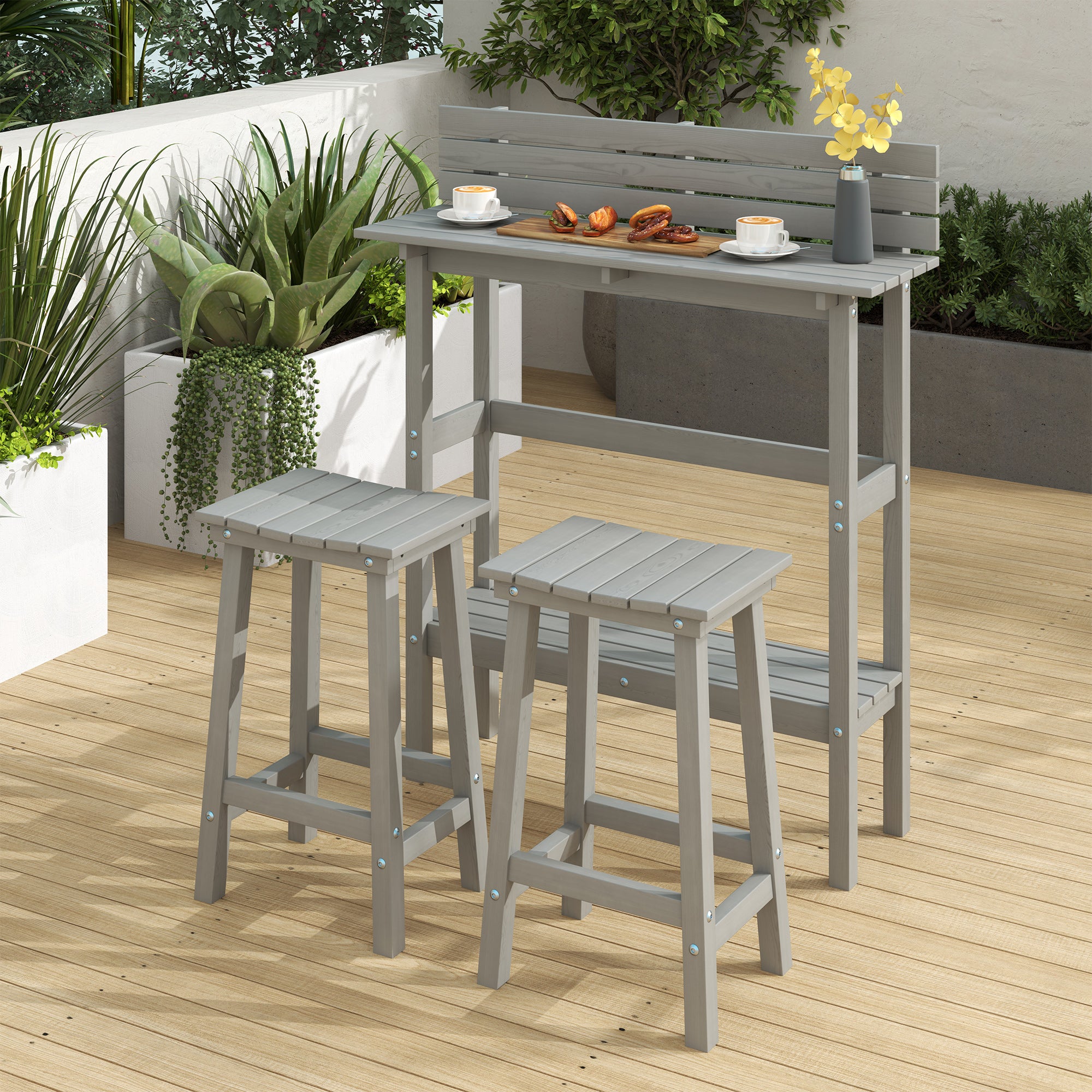 3 Piece Patio Bar Set with 43