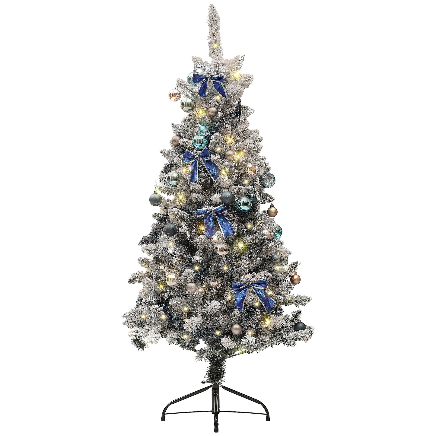 5ft Prelit Artificial Christmas Tree with Blue Ornaments, Flocked Christmas Tree with LED Lights for Holiday Pre Lit Christmas Trees   at Gallery Canada