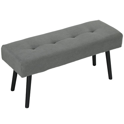 39" Upholstered Ottoman Bench, Corduroy Entryway Bedroom Bench with Padded Seat and Steel Legs for Bedroom, Grey Storage Ottomans & Benches   at Gallery Canada