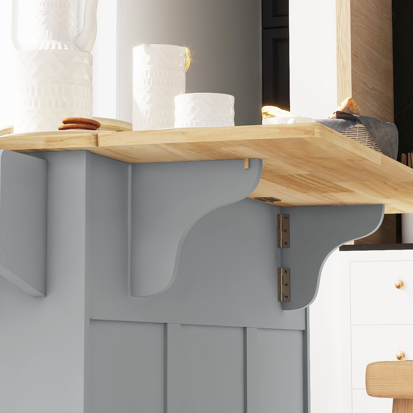 Kitchen Island on Wheels, Kitchen Cart with Drop Leaf, Drawers, Grey Kitchen Islands & Kitchen Carts   at Gallery Canada