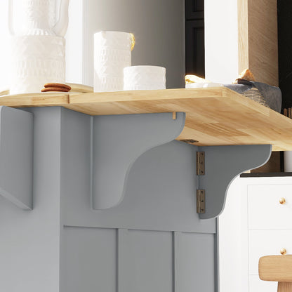 Kitchen Island on Wheels, Kitchen Cart with Drop Leaf, Drawers, Grey Kitchen Islands & Kitchen Carts   at Gallery Canada