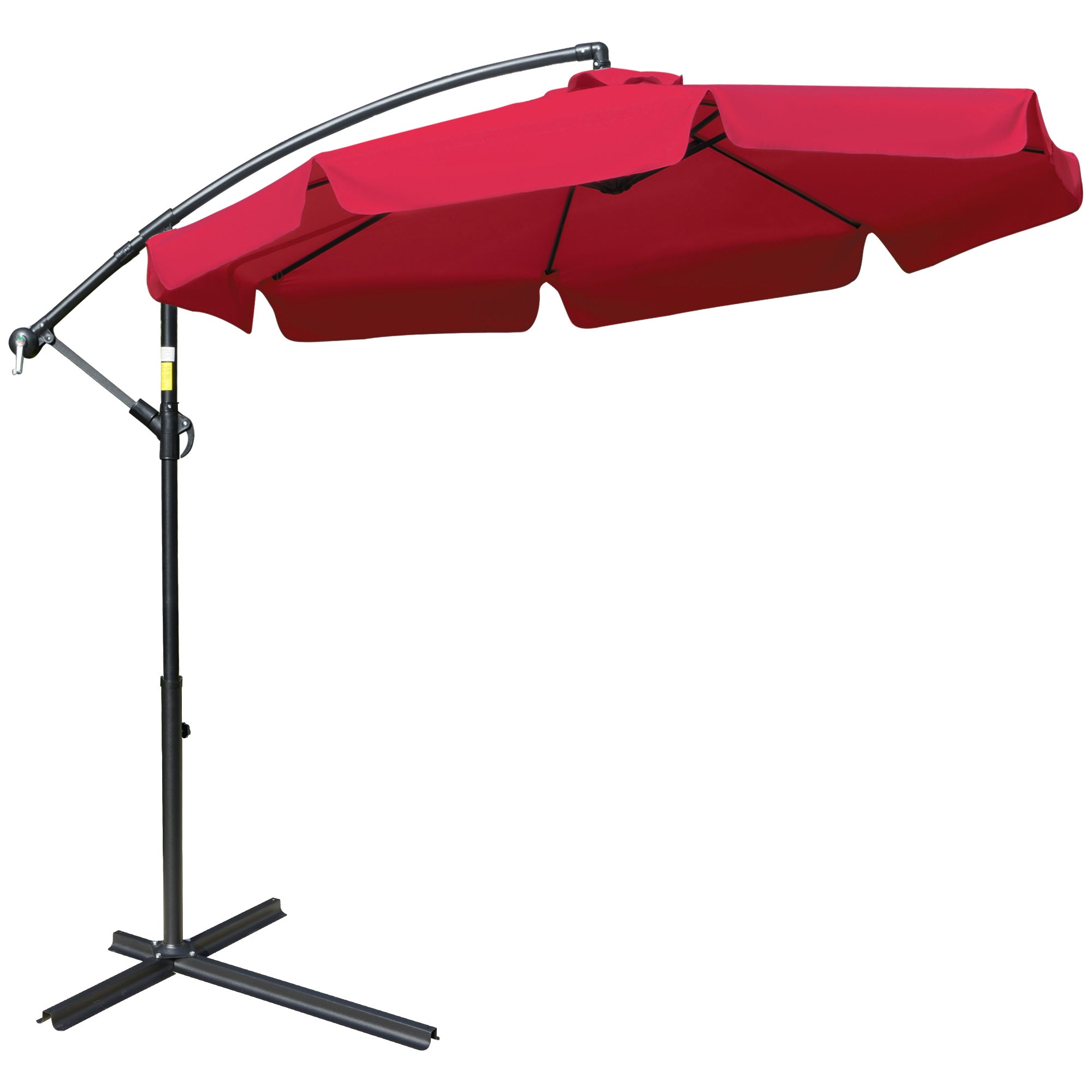 9FT Offset Hanging Patio Umbrella Cantilever Umbrella with Easy Tilt Adjustment, Cross Base and 8 Ribs for Backyard, Poolside, Lawn and Garden, Red Cantilever Umbrellas Red  at Gallery Canada