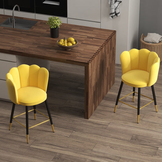 Bar Stools Set of 2 Modern Counter Height Bar Stools with Back, Footrest for Home Kitchen, 23.2"x20.5"x35.4", Yellow - Gallery Canada