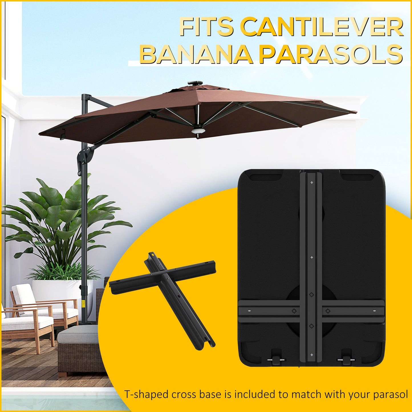Cantilever Patio Umbrella Base for Offset Patio Umbrella, Fillable Umbrella Holder with Wheels for Patio, Outdoor - Gallery Canada