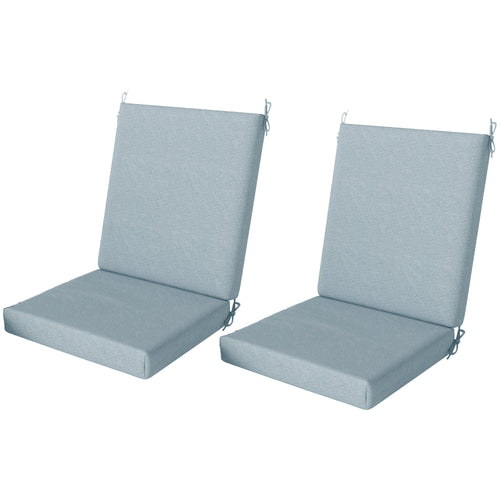 Outdoor Cushions Set of 2 for Dining Chairs, Seat Cushions with Back, Fade-Resistant Yarn-Dyed Polyester, Light Grey