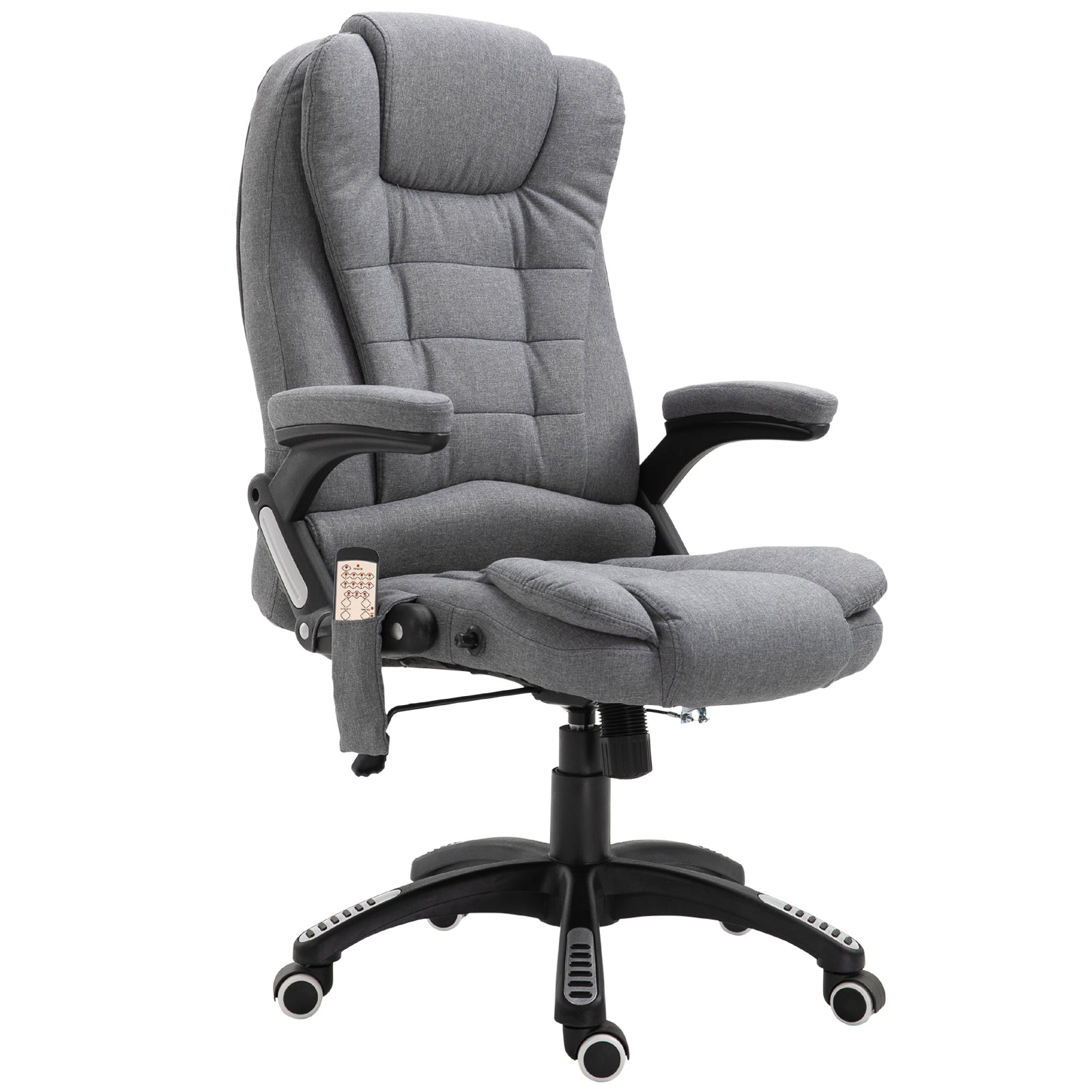 6 Point Vibrating Massage Home Office Chair High Back Executive Chair with Reclining Back, Swivel Wheels, Grey Massage Chairs Grey  at Gallery Canada