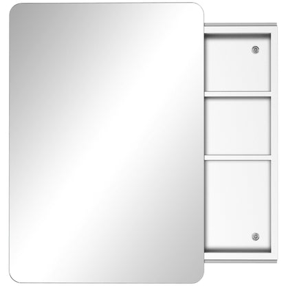 Wall-Mounted Mirror Cabinet, Bathroom Medicine Cabinet with Mirror, Sliding Door and 3-tier Storage Shelf, Stainless Steel Frame, Silver Mirror Medicine Cabinets Silver  at Gallery Canada